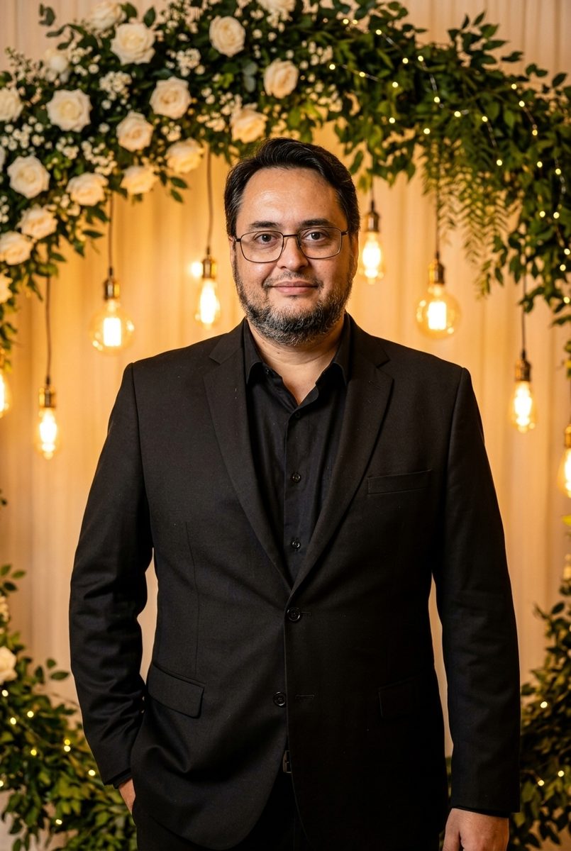 Cenário — casamento em arco floral